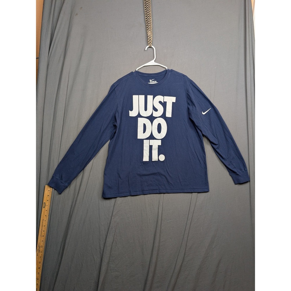 Nike Shirt Mens XLarge Blue‎ Athletic Cut Long Sleeve "Just Do It" Cotton